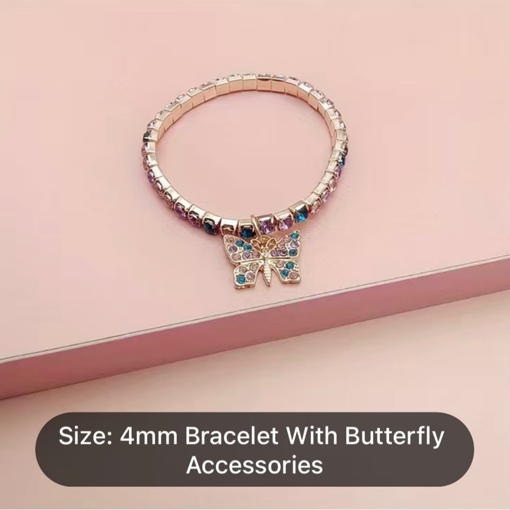 HUGE BUNDLE SALE! COLORFUL RHINESTONE STRETCH BRACELET BUTTERFLY CHARM NEW!